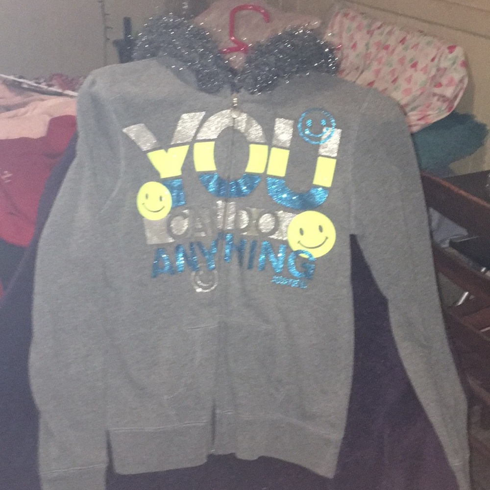 kids jacket gray with yellow emojis